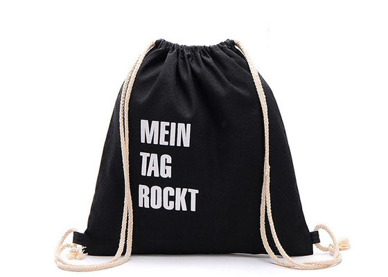 جودة  Custom Logo Canvas Drawstring Bags Black Canvas Cinch Backpack For Men مصنع