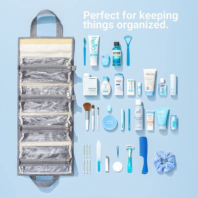 أكياس الزينة سعة لاجر 4 kits حقيبة مكياج معلقة قابلة للطي / مجموعة أدوات الزينة / منظم السفر للنساء