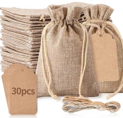 3 &quot;× 4&quot; أكياس مع الرباط ، وحقيبة أكياس الخيش الكتان الزفاف ، الحقائب والمجوهرات أكياس الخيش