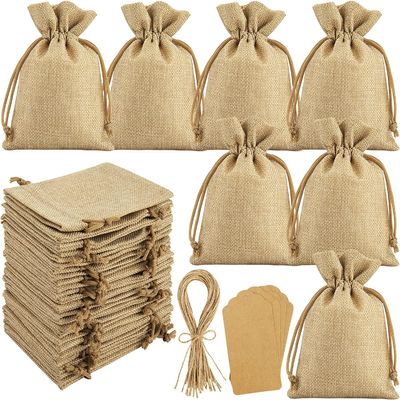 حقائب برباط من الخيش على شكل زهرة أكياس هدايا حقائب مجوهرات لحفلات الزفاف DIY الحرفية ، 5 × 7 بوصات
