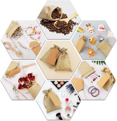حقائب برباط من الخيش على شكل زهرة أكياس هدايا حقائب مجوهرات لحفلات الزفاف DIY الحرفية ، 5 × 7 بوصات