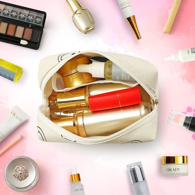 حقيبة مكياج للنساء حقيبة مستحضرات تجميل Preppy حقيبة مستحضرات تجميل مقاومة للماء من جلد البولي يوريثان