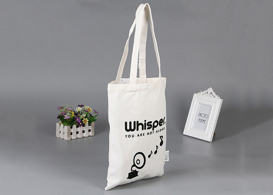 حقيبة تسوق قماش قطني بيضاء قابلة للطي للترفيه صديقة للبيئة