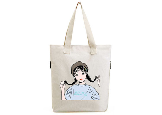 OEM قماش حمل حقيبة تسوق المواد القطن مع زيبر للتسوق