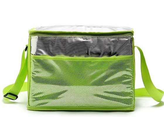 حقيبة غداء حمل معزولة من رقائق الألومنيوم باللون الأخضر مع حزام كتف